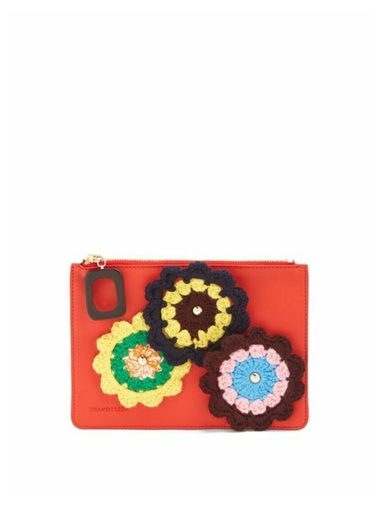 JW Anderson - Daisies-crochet Leather Pouch - Womens - Red Multi