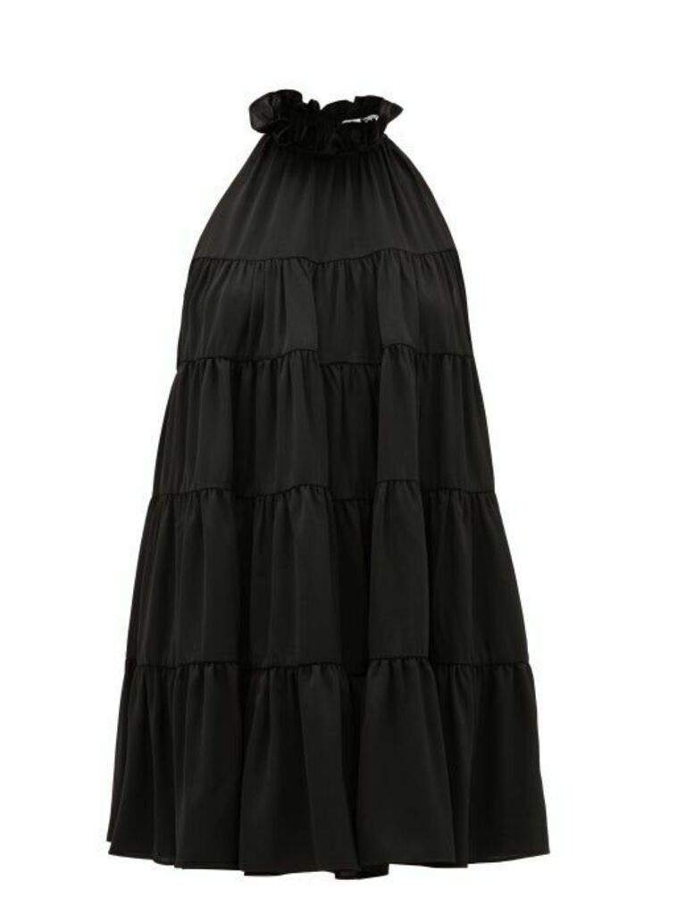 Rhode - Billy Tiered Satin Mini Dress - Womens - Black