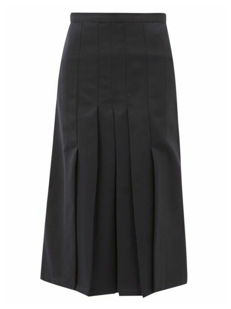 Giuliva Heritage Collection - The Verena High-rise Pleated Wool-twill Skirt - Womens - Navy