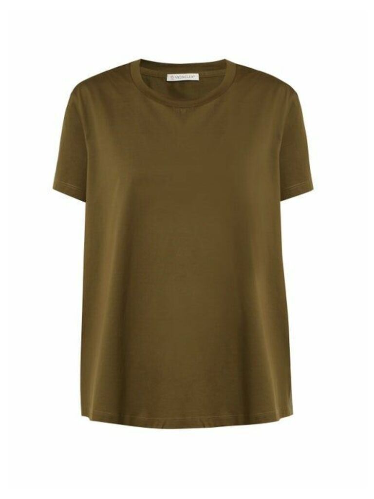 Moncler - Ruffle-trimmed Cotton T-shirt - Womens - Khaki