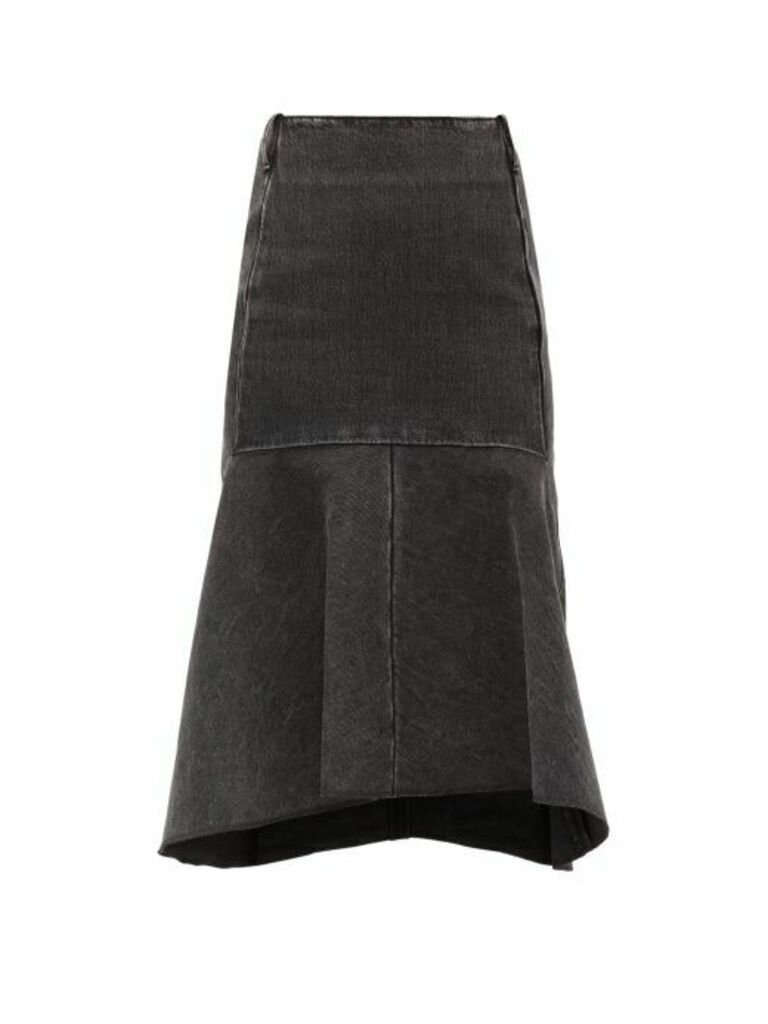 Balenciaga - Godet-insert Denim Skirt - Womens - Black