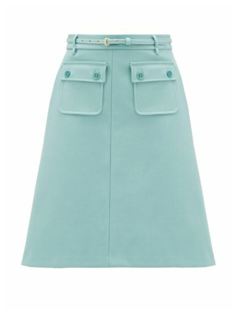REDValentino - Flap-pocket Twill Skirt - Womens - Light Blue