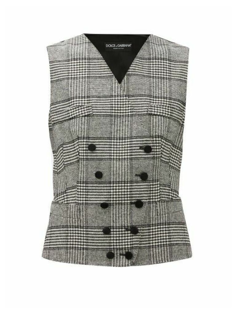 Dolce & Gabbana - Double-breasted Prince Of Wales-checked Waistcoat - Womens - Grey Multi