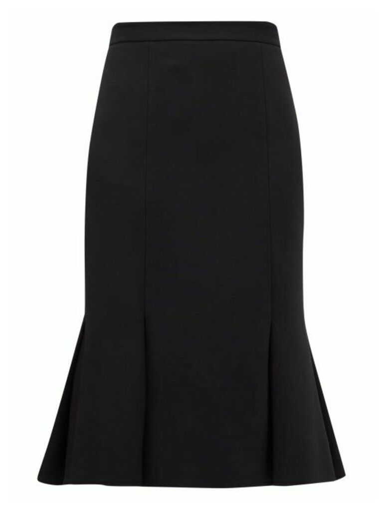 Alexander Mcqueen - Pleated-hem Wool-blend Crepe Skirt - Womens - Black