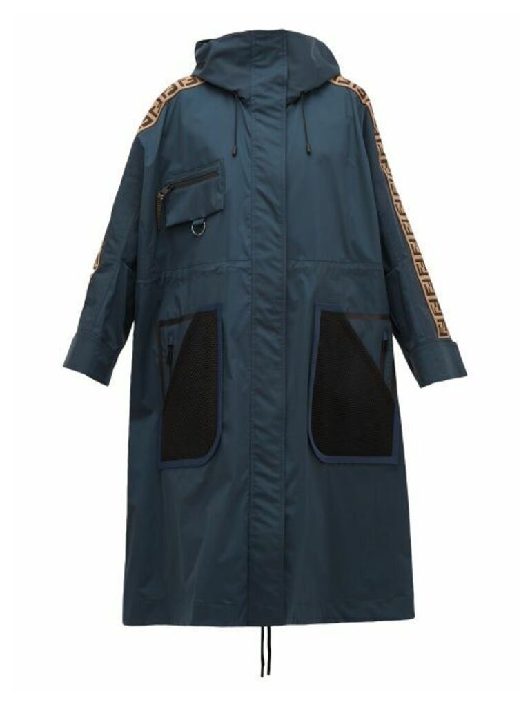 Fendi - Logo-jacquard Stripe Technical Raincoat - Womens - Navy