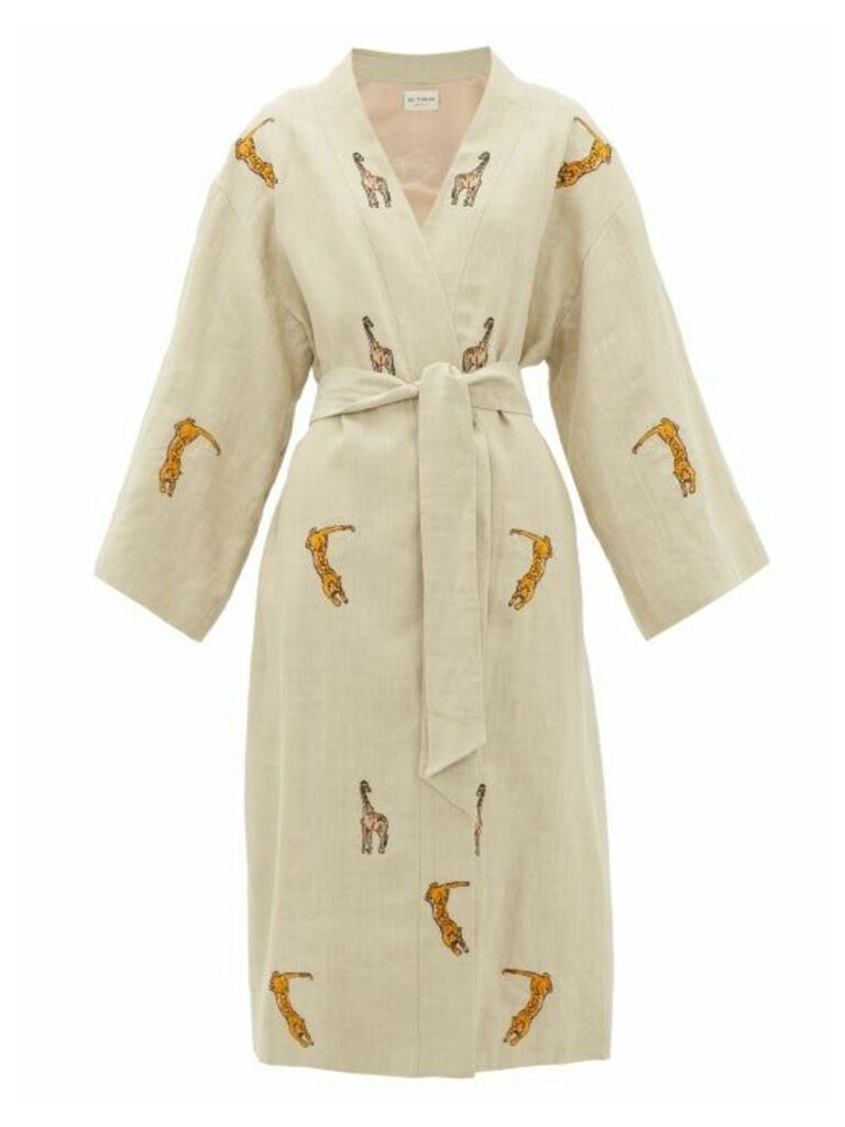 Etro - Malva Safari-embroidered Linen Coat - Womens - Ivory Multi