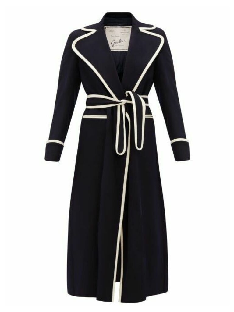 Giuliva Heritage Collection - The Belinda Double-breasted Brushed-cashmere Coat - Womens - Navy White