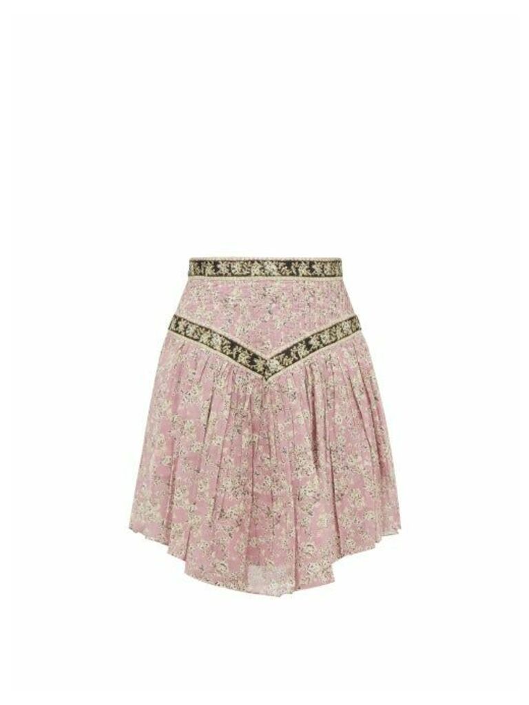 Isabel Marant Étoile - Valerie Floral-print Cotton Skirt - Womens - Pink Multi