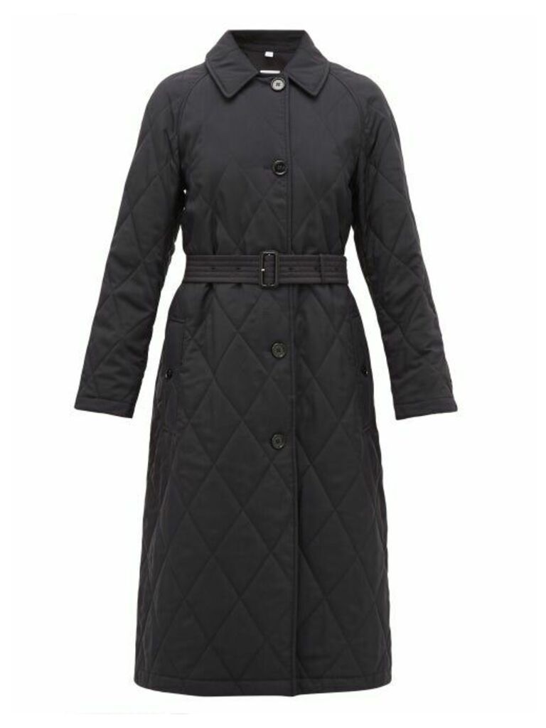 Burberry - Helsington Belted Single-breasted Quilted Coat - Womens - Navy