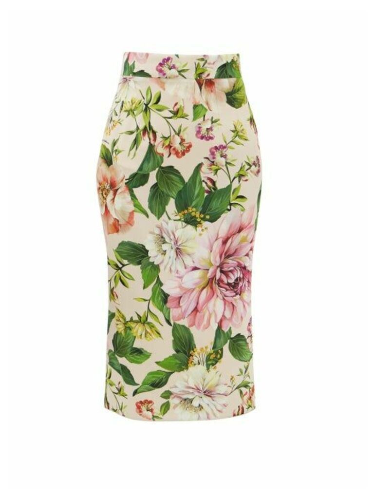 Dolce & Gabbana - High-rise Floral-print Silk-blend Skirt - Womens - Pink Print