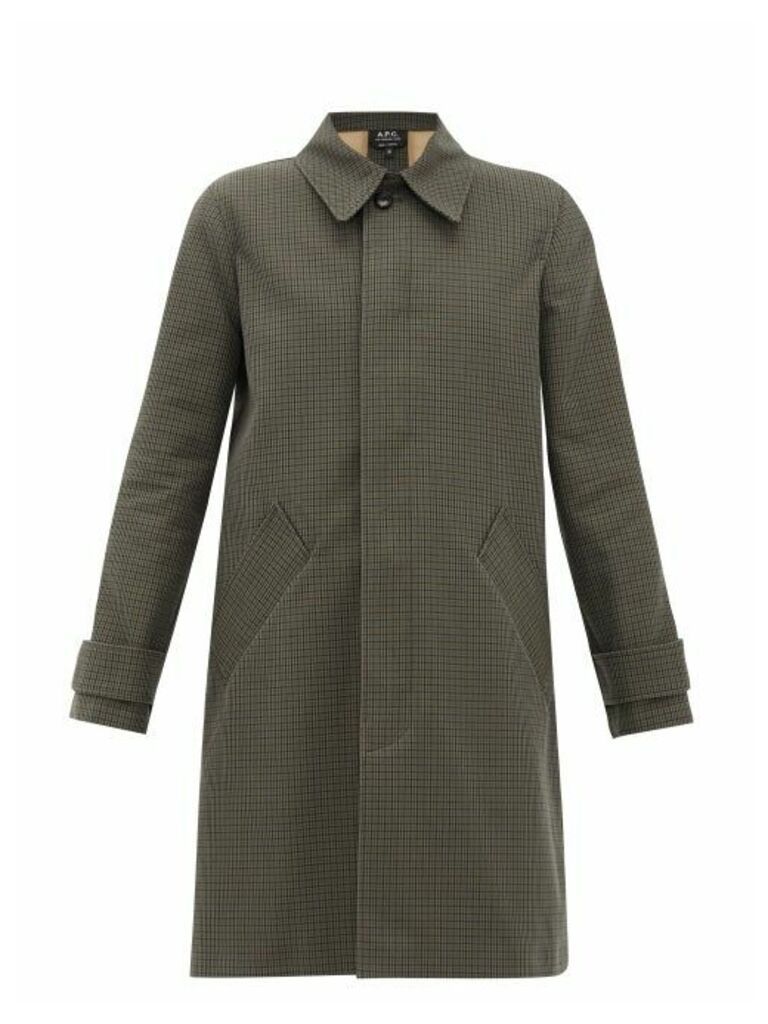 A.P.C. - Louise Checked Cotton Overcoat - Womens - Dark Green