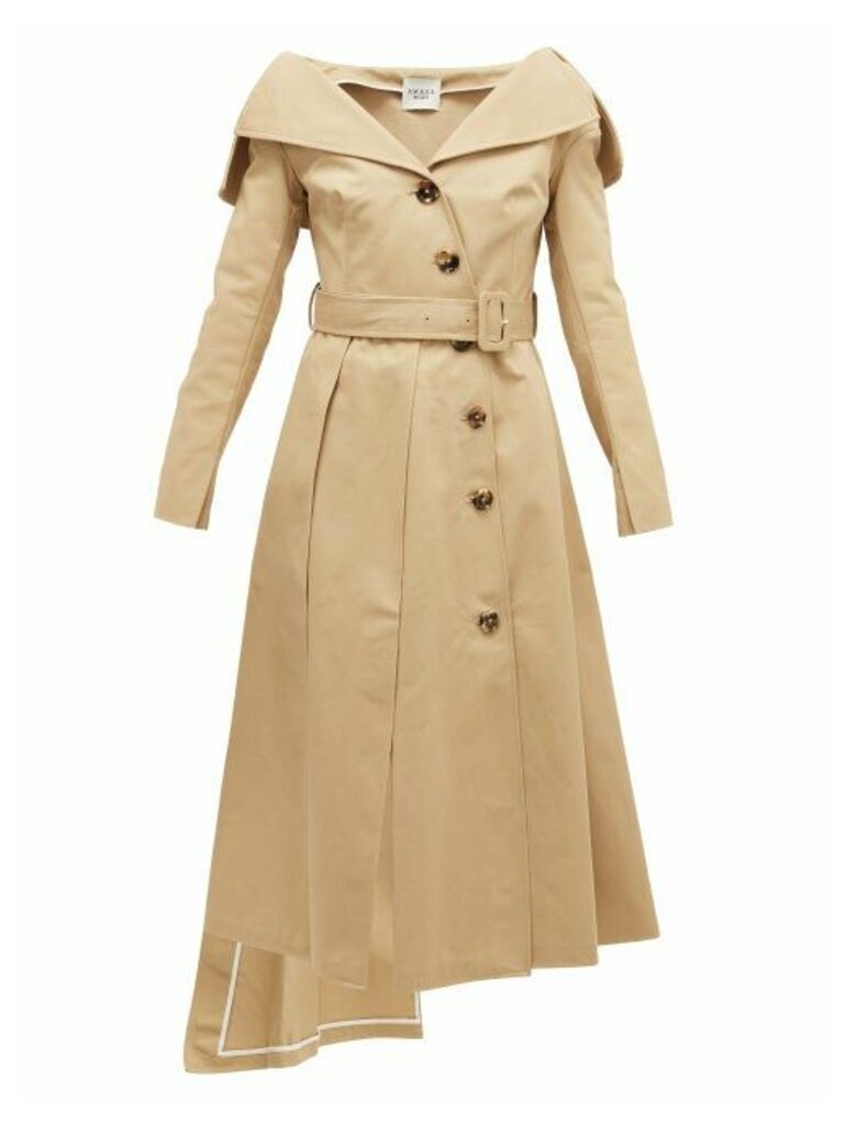 A.w.a.k.e. Mode - Off-the-shoulder Cotton Trench Coat - Womens - Beige