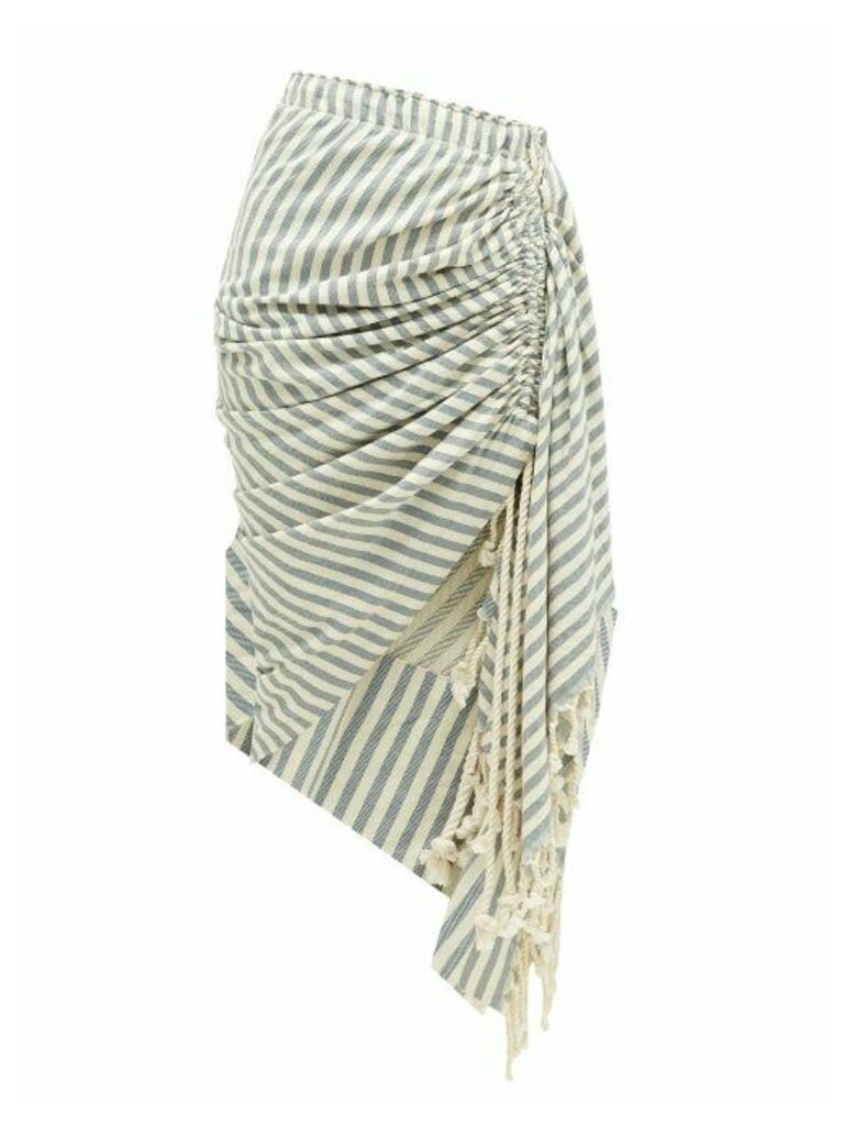 Just Bee Queen - Tulum Wrap-effect Cotton Skirt - Womens - Blue Stripe