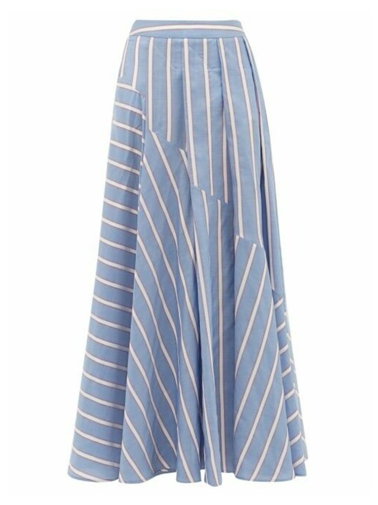 Palmer//harding - Sunda Ribbon-stripe Poplin Skirt - Womens - Blue Multi