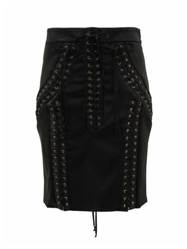 Dolce & Gabbana - Lace-up Satin Skirt - Womens - Black