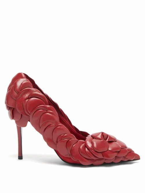 Valentino Garavani - Atelier Petal-effect Leather Pumps - Womens - Red