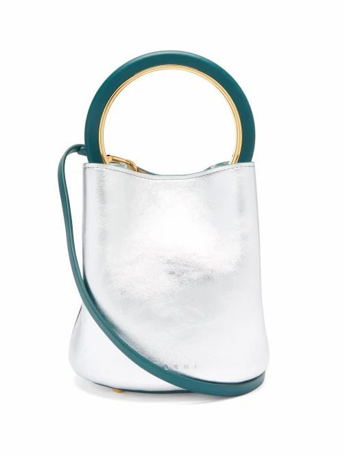 Marni - Pannier Small Metallic-leather Bucket Bag - Womens - Silver