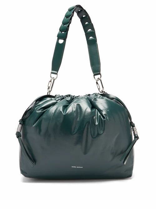 Isabel Marant - Baggara Drawcord Leather Shoulder Bag - Womens - Dark Green
