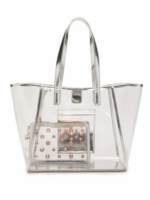 Sophia Webster - Dina Leather-trimmed Pvc Tote Bag - Womens - Silver