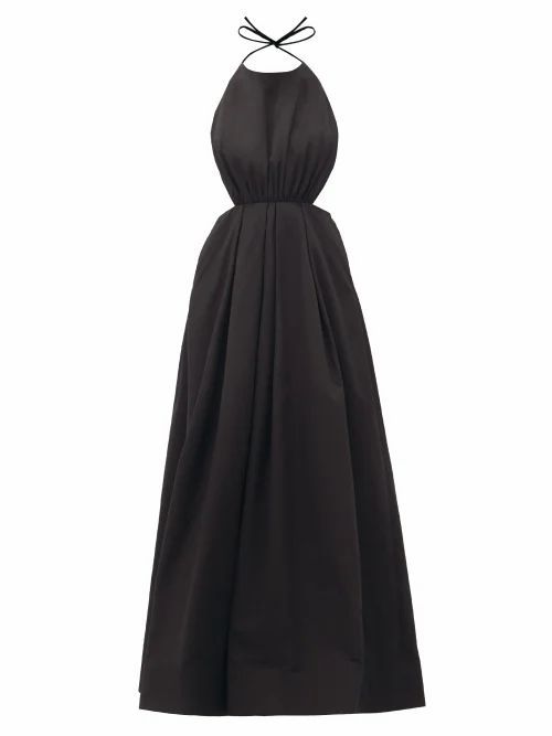 Georgia Halterneck Cotton-blend Faille Dress - Womens - Black