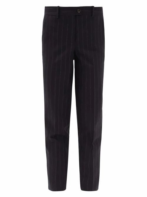 Zanini - Tailored Pinstripe-wool Trousers - Womens - Blue Stripe