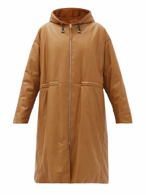 Joseph - Cocon Hooded Padded Leather Coat - Womens - Camel