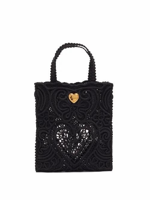 Dolce & Gabbana - Beatrice Small Cordonetto-lace Tote Bag - Womens - Black