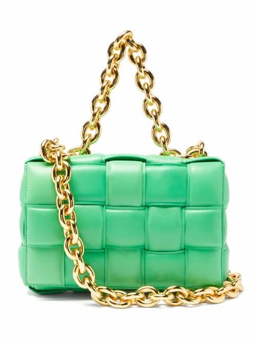 Bottega Veneta - The Chain Cassette Intrecciato-leather Bag - Womens - Green