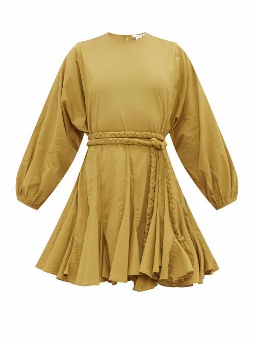 Rhode - Ella Belted Cotton Mini Dress - Womens - Khaki