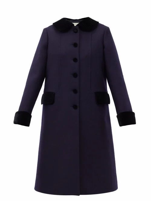 Gucci - Flared Wool-blend Twill Chesterfield Coat - Womens - Navy