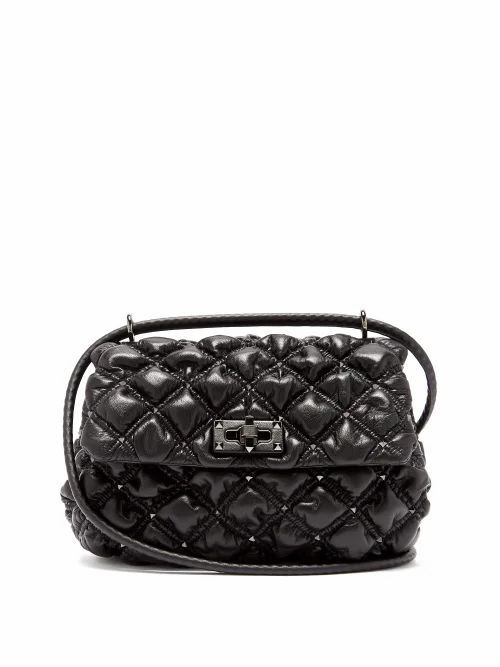 Valentino Garavani - Rockstud Medium Quilted-leather Shoulder Bag - Womens - Black