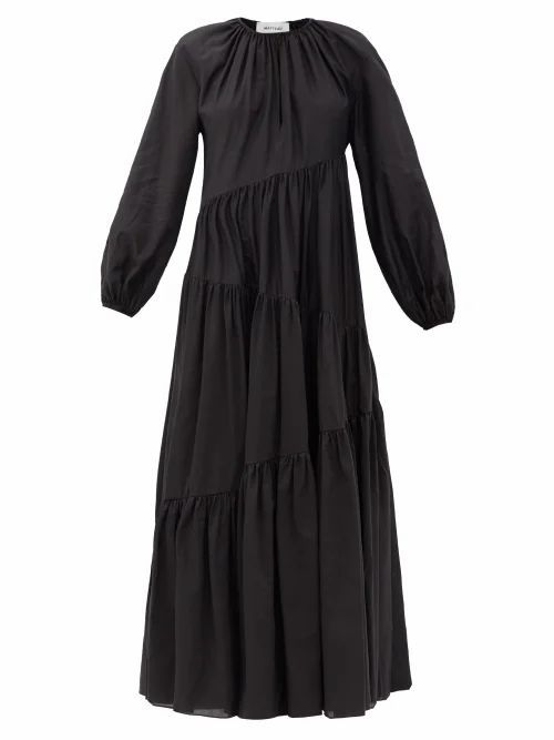 Asymmetric Cotton-blend Maxi Dress - Womens - Black