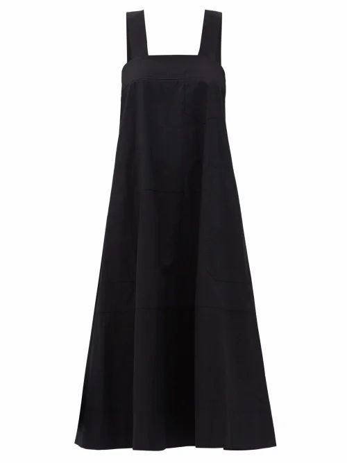 Lee Mathews - May Square-neck Cotton-poplin Dress - Womens - Black