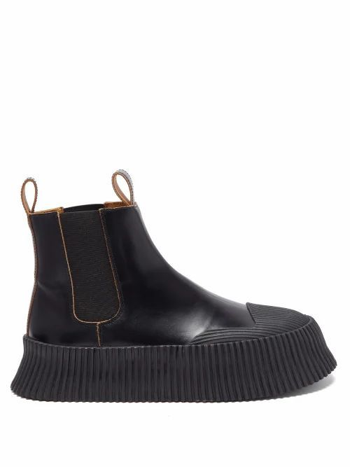 Jil Sander - Ribbed-sole Leather Chelsea Boots - Womens - Black