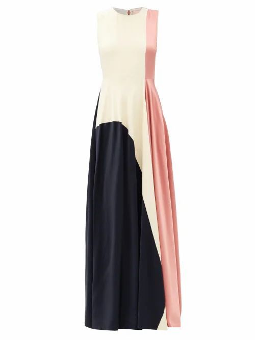 Rowan Sleeveless Tri-colour Silk Gown - Womens - Pink Multi