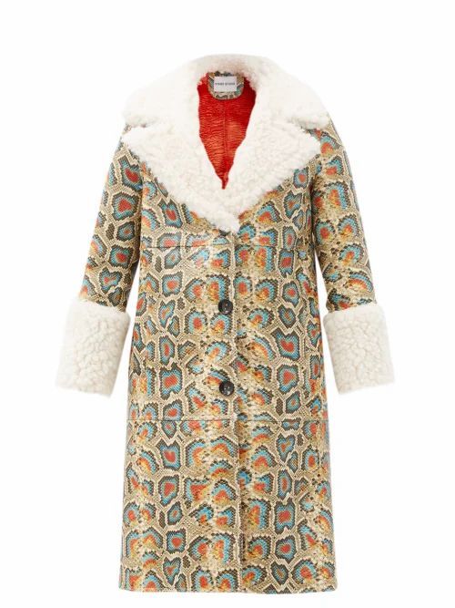 Stand Studio - Linda Faux Shearling-trimmed Faux-leather Coat - Womens - Multi