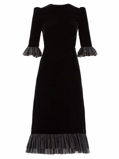 The Vampire's Wife - The Falconetti Ruffled Silk-blend Velvet Dress - Womens - Black