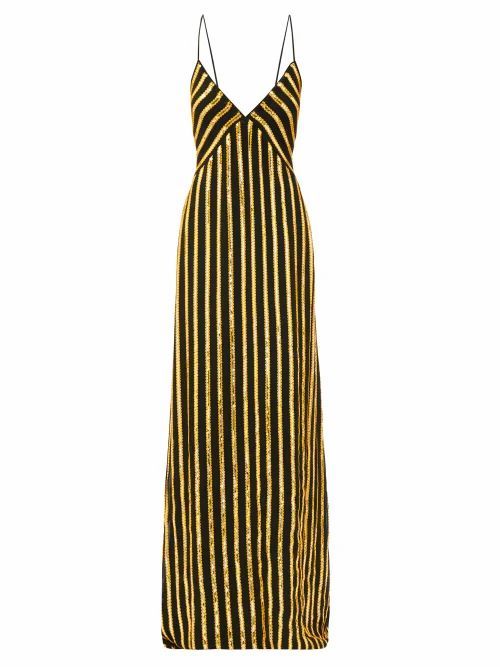 Pride Sequinned Striped Dress - Womens - Black Gold