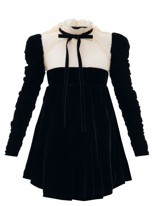 Khaite - Ann Velvet And Tulle Mini Dress - Womens - Black