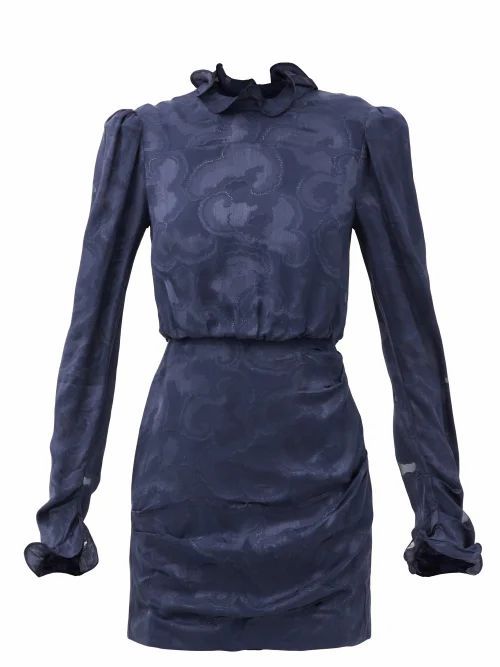 Rina B Daybreak-jacquard Silk-satin Dress - Womens - Navy