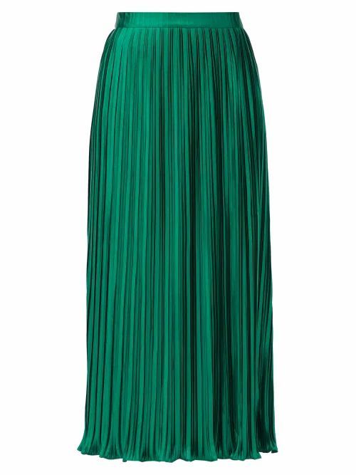 Camille High-rise Lurex-plissé Midi Skirt - Womens - Green