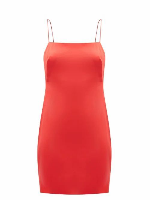 Bima Open-back Satin Mini Dress - Womens - Red