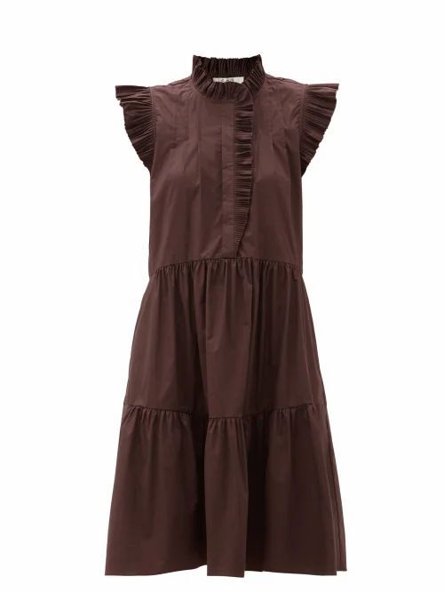 Sea - Karla Ruffled Cotton-blend Dress - Womens - Burgundy
