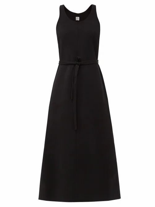 Belted Wool-blend Maxi Dress - Womens - Black