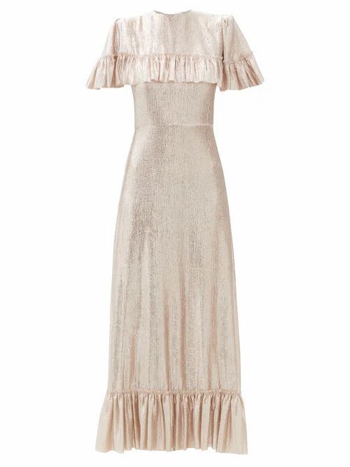 The Vampire's Wife - The Bombette Ruffled Wool-blend Lamé Maxi Dress - Womens - Gold