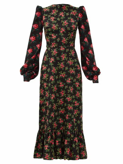 The Vampire's Wife - The Villanelle Floral-print Cotton Maxi Dress - Womens - Black Multi