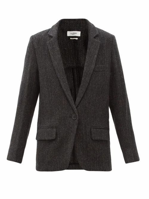 Isabel Marant Étoile - Charly Single-breasted Herringbone-wool Blazer - Womens - Black