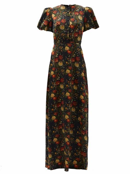 The Vampire's Wife - The Confessional Floral-print Silk-satin Dress - Womens - Red Multi