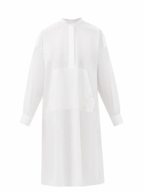 Mm6 Maison Margiela - Pleated-back Panel Cotton-poplin Shirt Dress - Womens - White