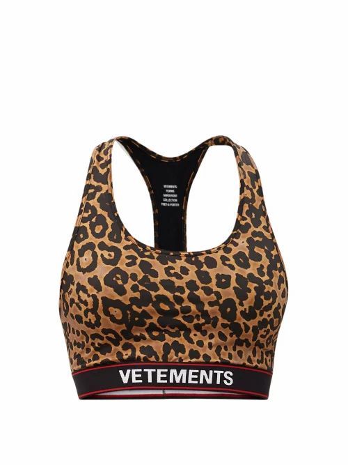 Vetements - Logo-jacquard Leopard-print Cropped Top - Womens - Leopard